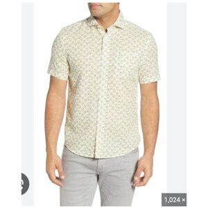 johnnie-O Shirt Mens Large Hangin' Out Avocado Print Short Sleeve Button Up